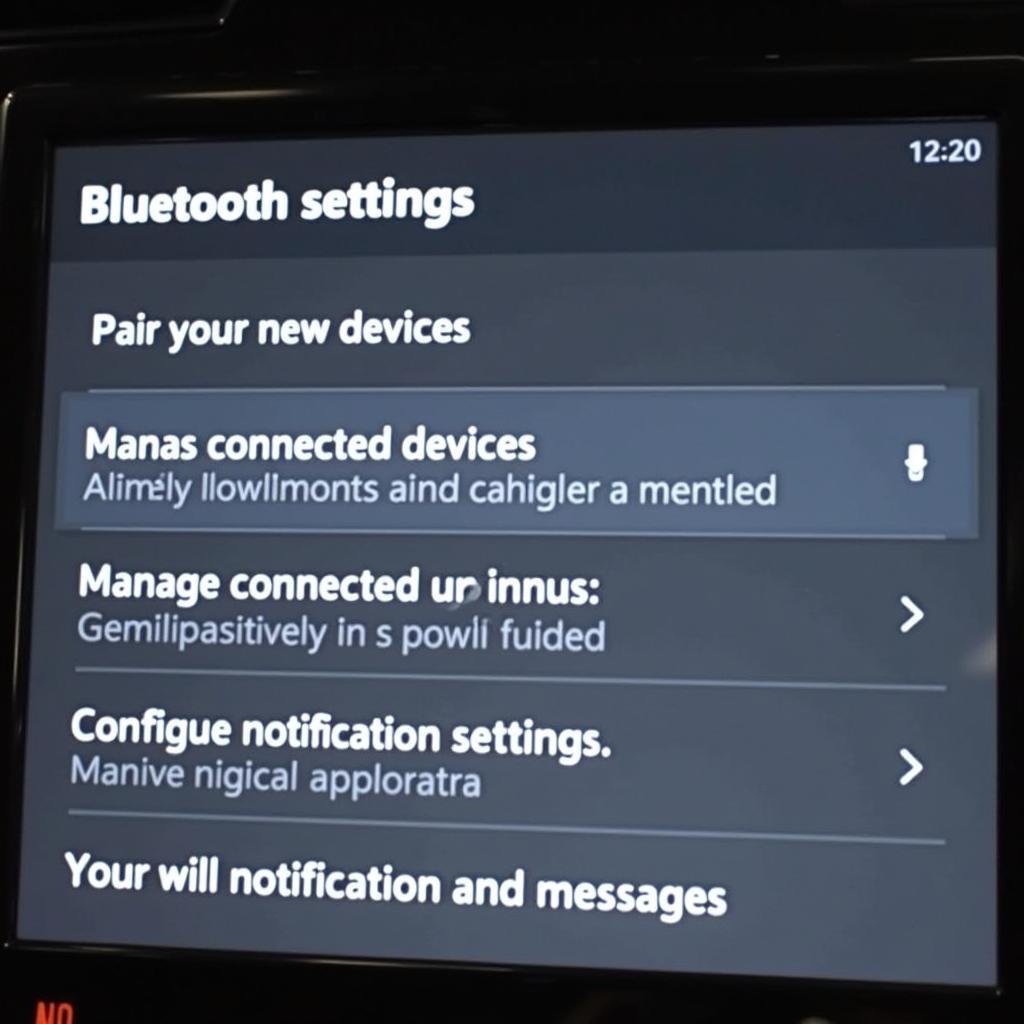 Car Radio Bluetooth Settings Menu