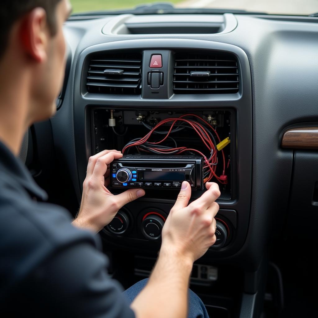 Car Radio Installer Working