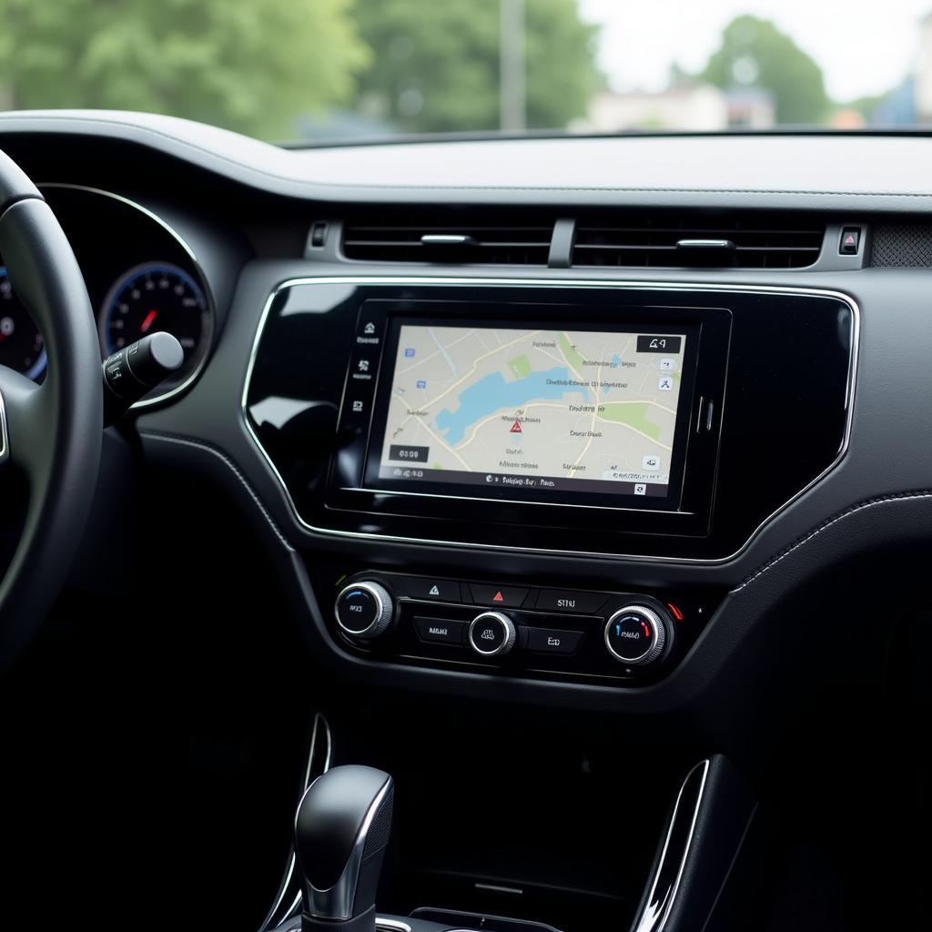 Car Radio with Navigation and Bluetooth installed on a car dashboard