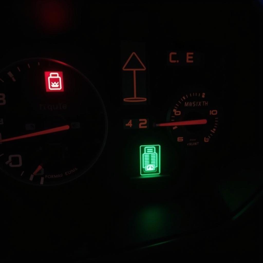 Check Engine and Battery Light Illuminated on Car Dashboard