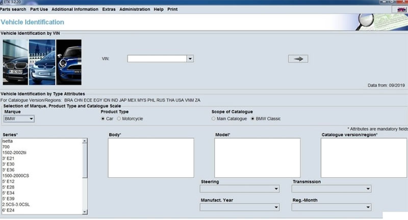 Check vehicle identification by VIN with BMW ETK