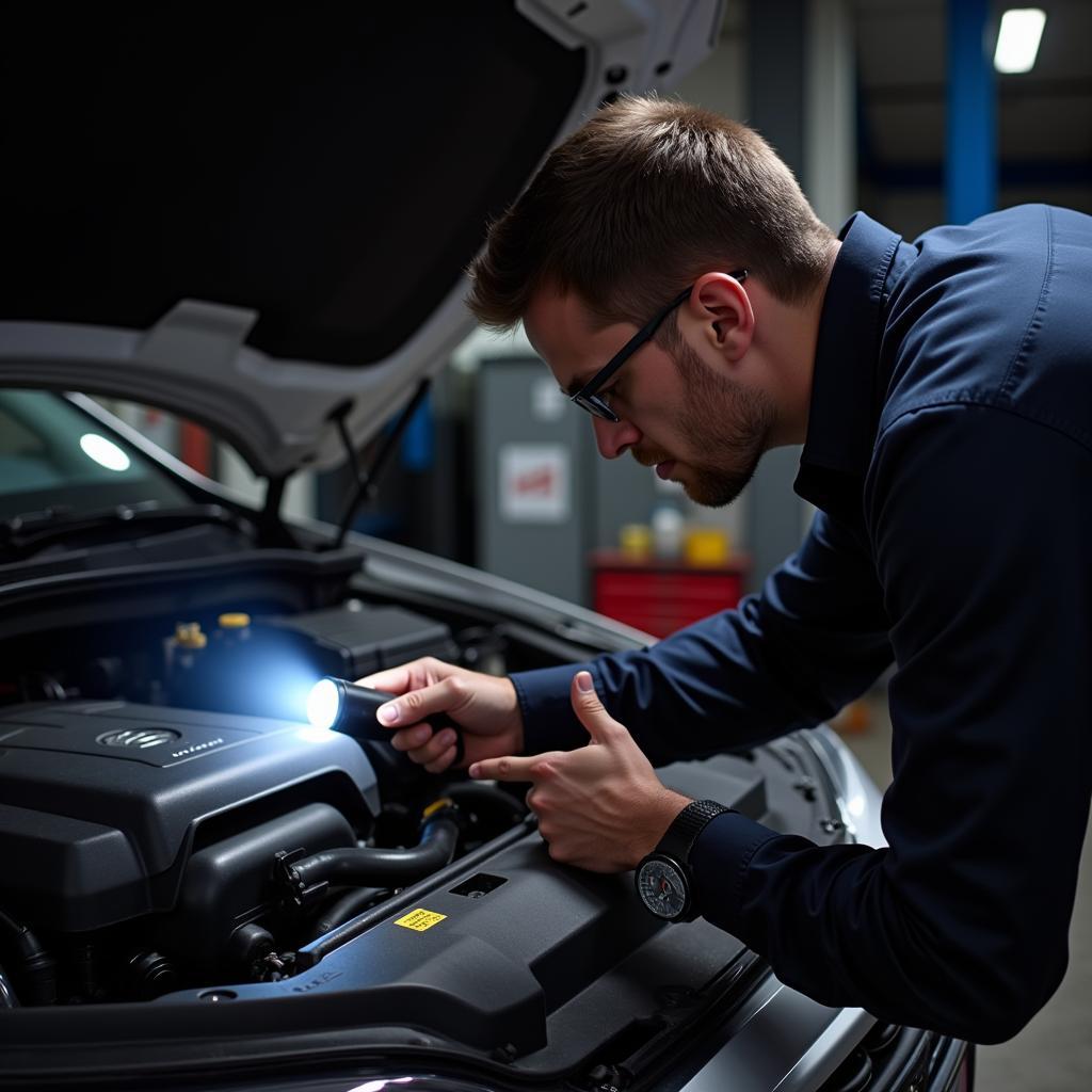 Mechanic Checking Brake Fluid Level