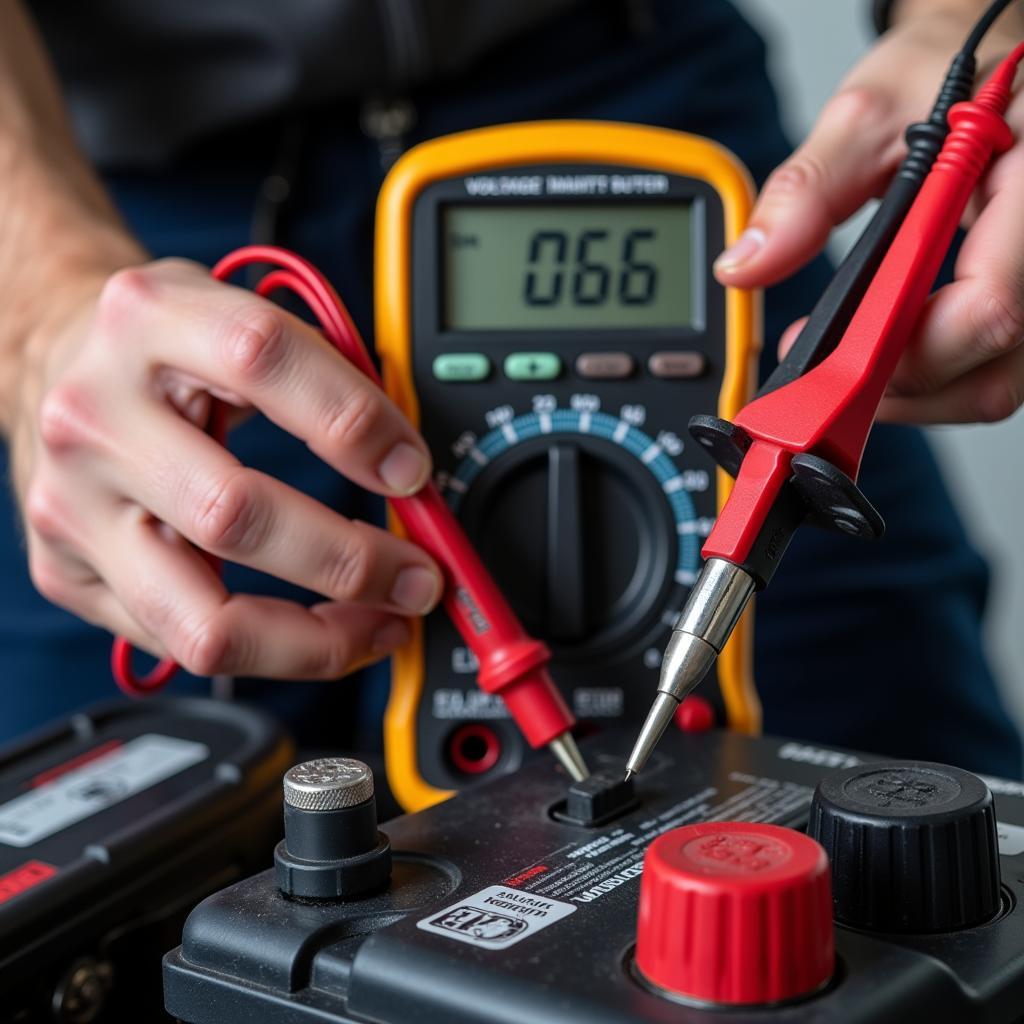 Checking Car Battery Voltage with Multimeter