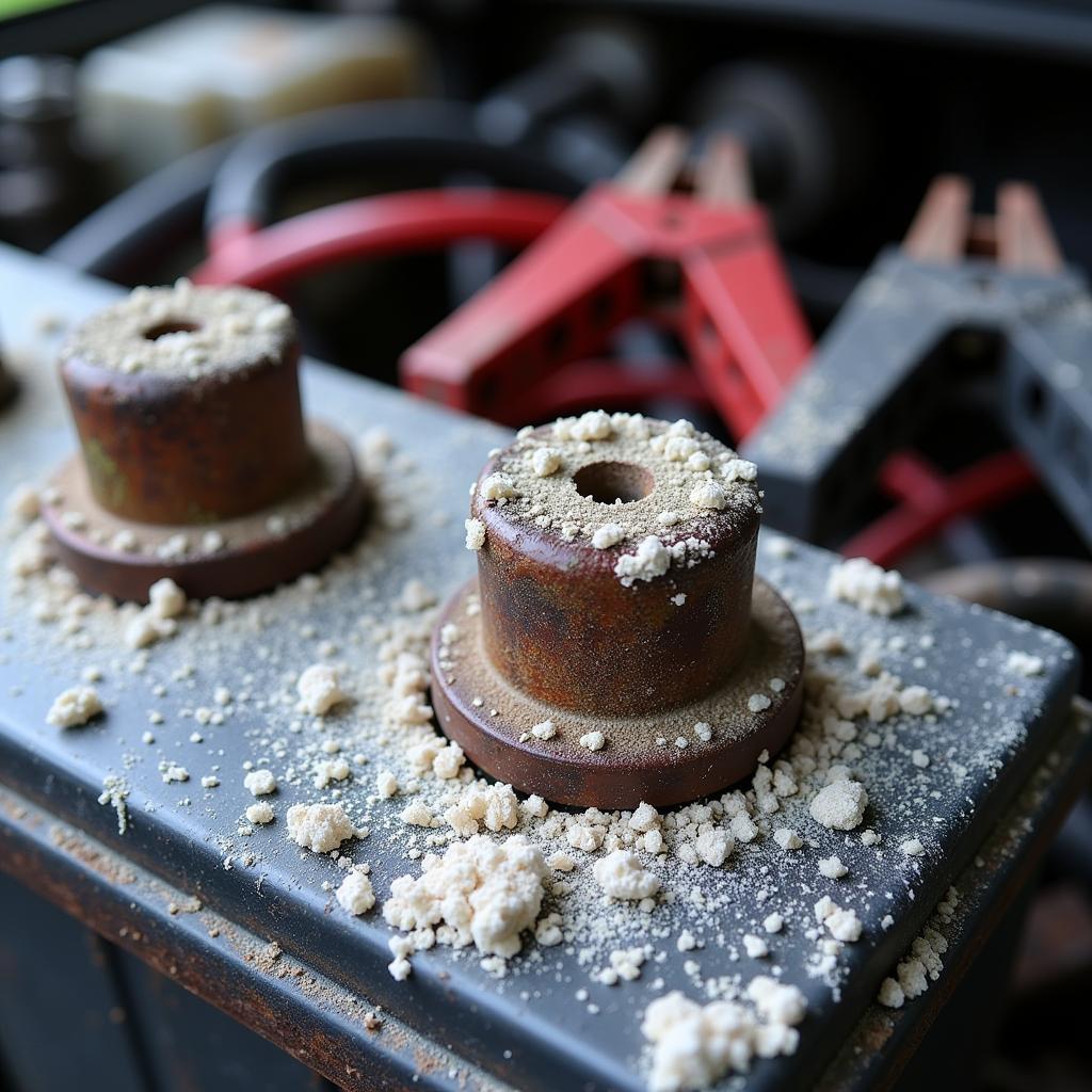 Corroded Car Battery Terminals Preventing Jump Start