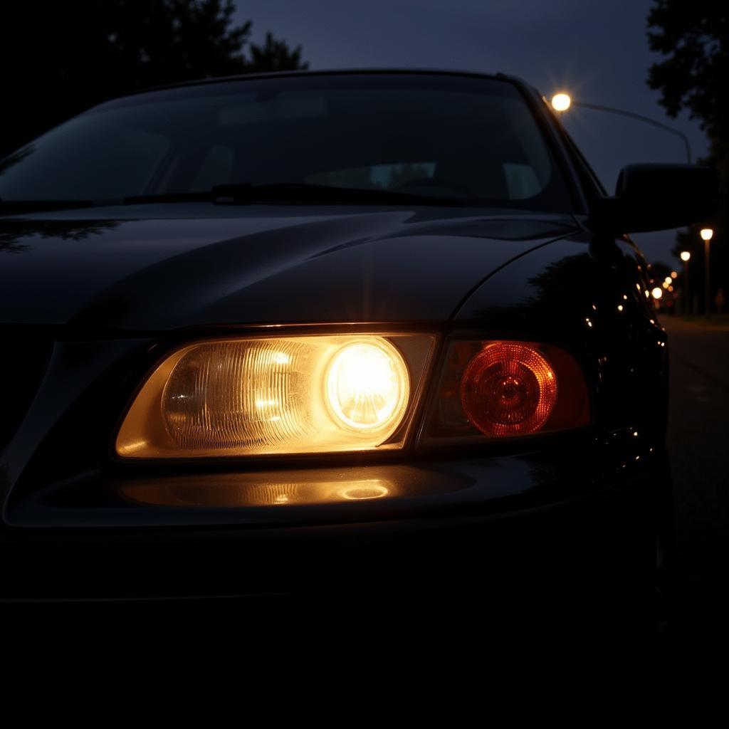 Dim Headlights Indicate Car Battery Failure