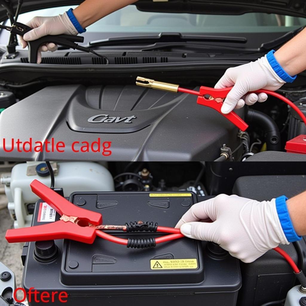 Disconnecting Jumper Cables from a Car Battery