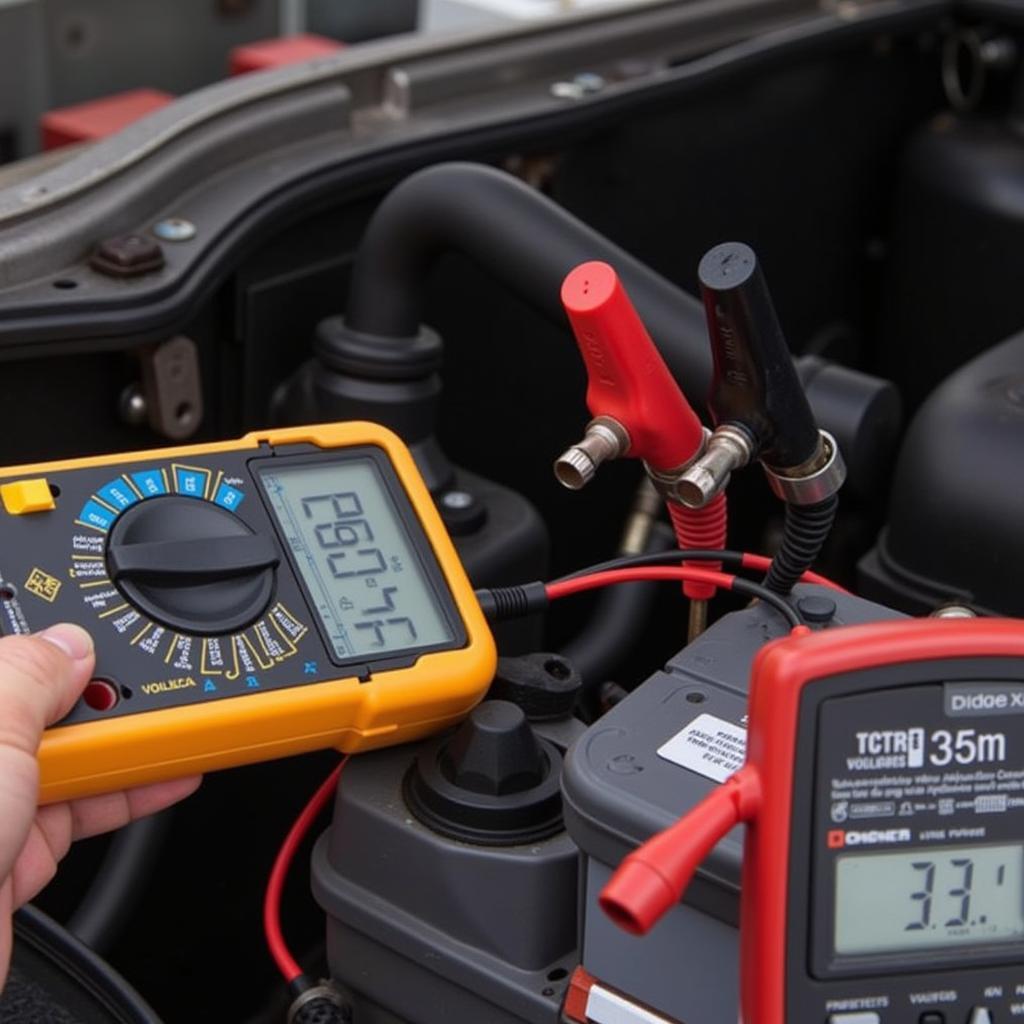 Testing Dodge Ram 3500 Battery with Multimeter