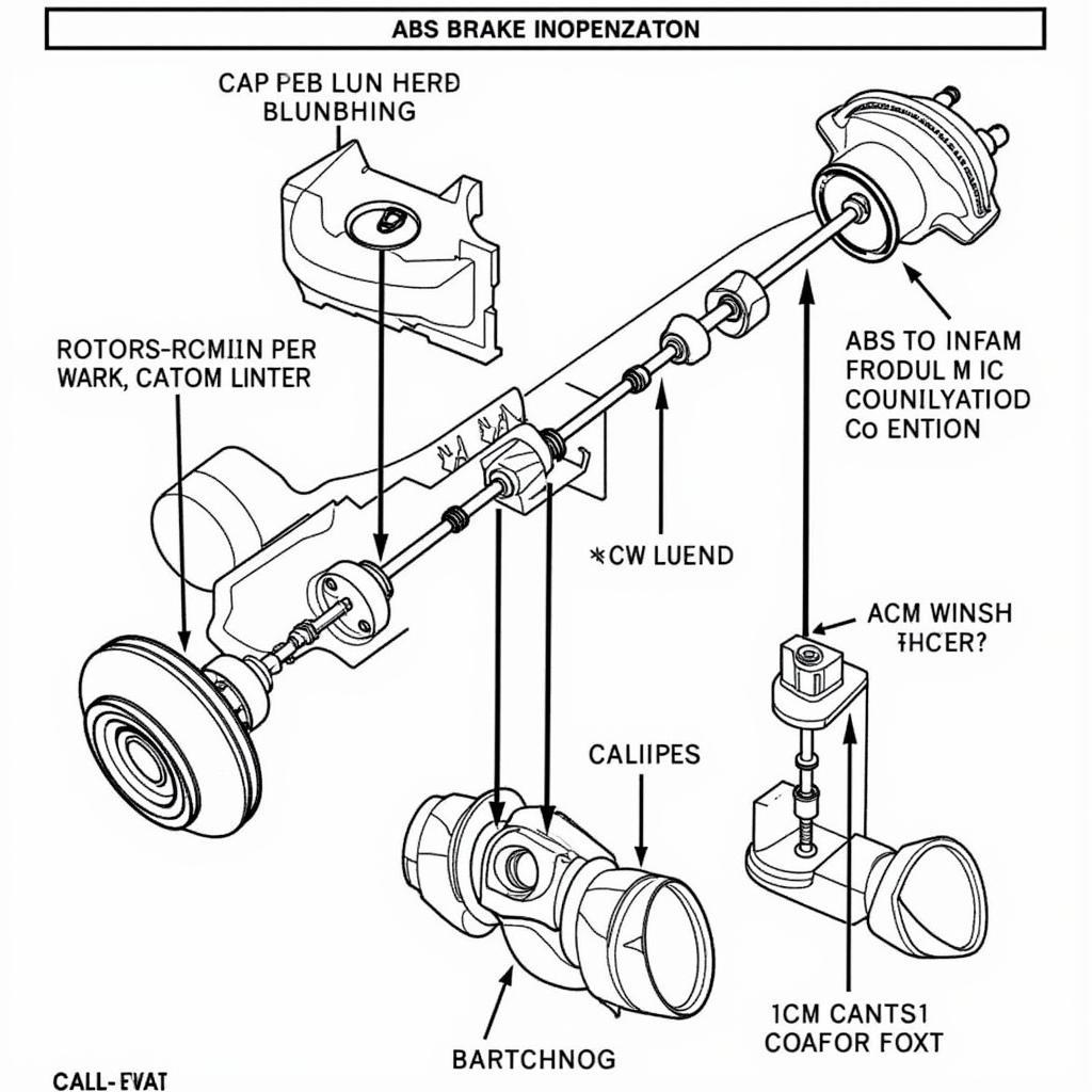 Diagram of the 2003 Dodge Ram brake system components, including master cylinder, brake lines, ABS module, and wheel speed sensors.