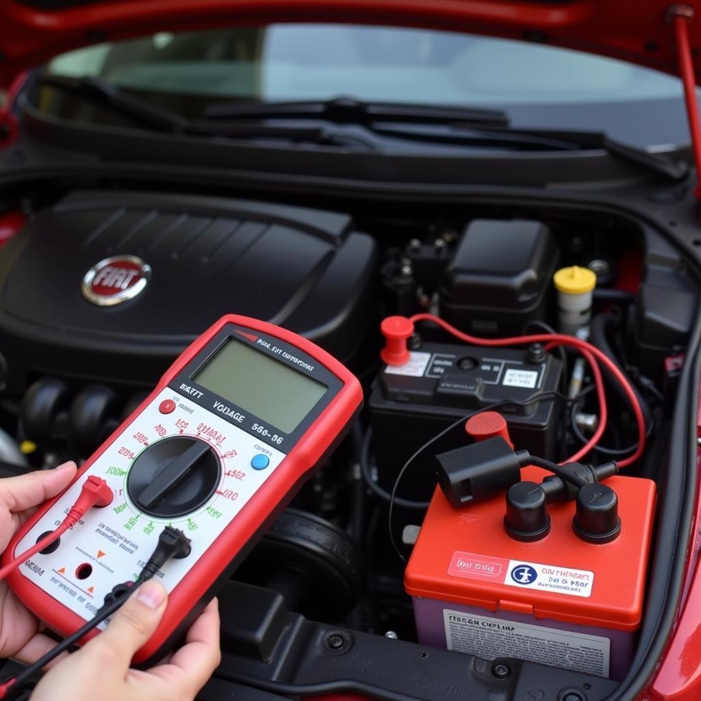 Testing the 12V Battery Voltage in a Fiat 500e