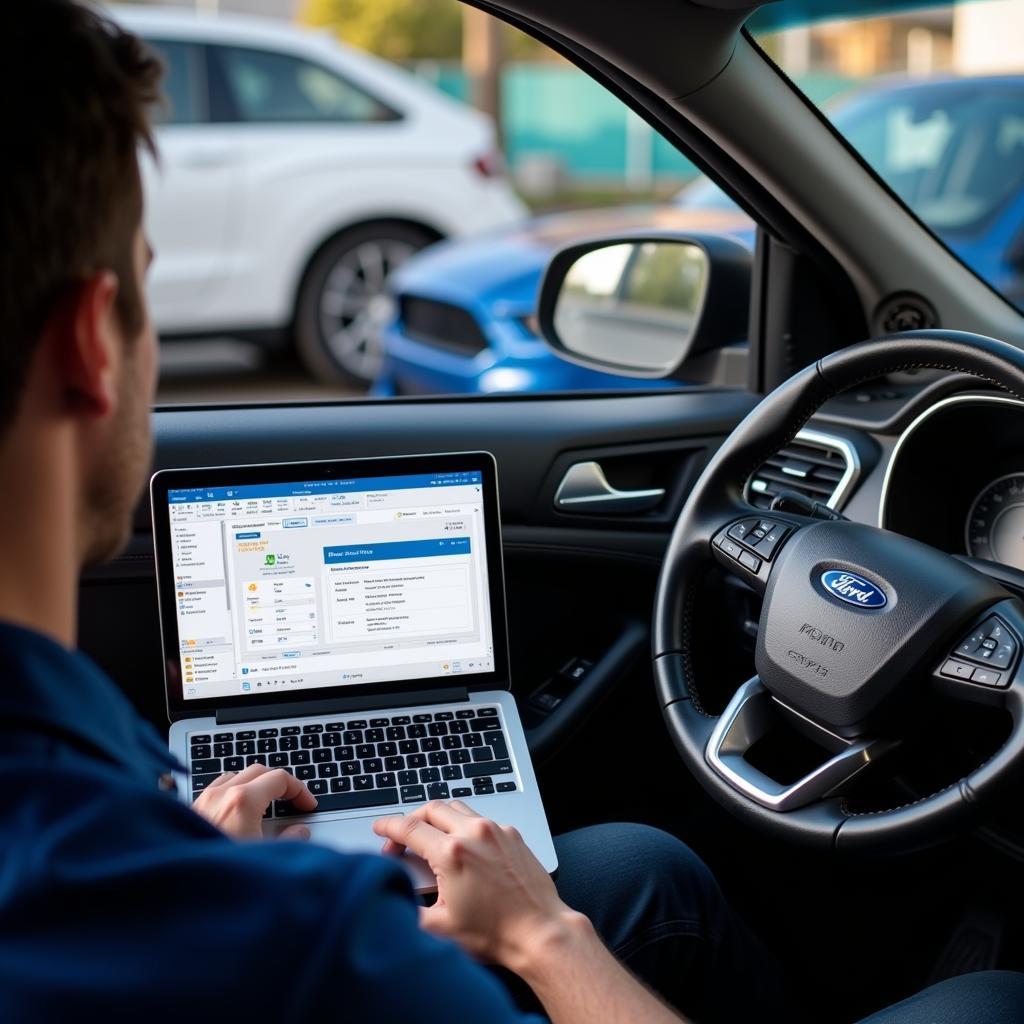 Ford Technician Performing Remote Diagnostics