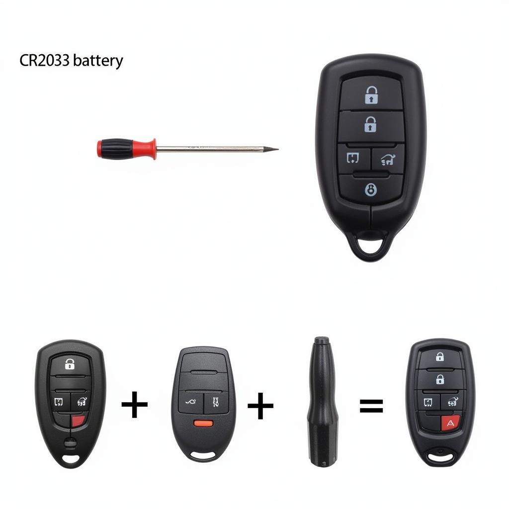 Different types of Hyundai key fob batteries and the tools required for replacement