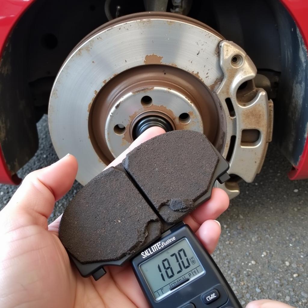 Worn Brake Pads on a Hyundai Sonata Hybrid