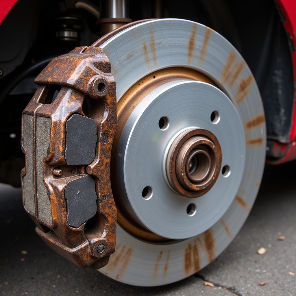 Worn Brake Pads on a Jaguar XF