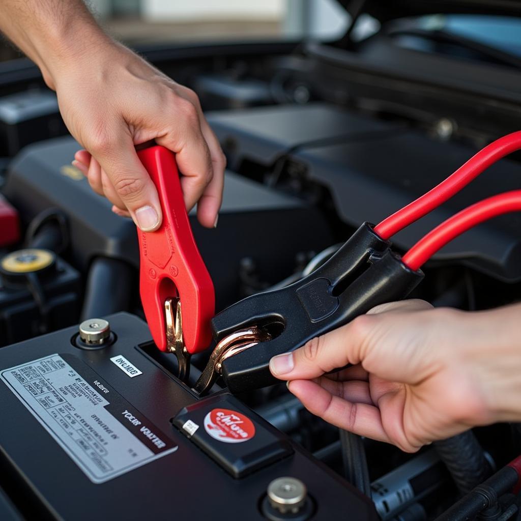 Connecting Jumper Cables to Car Batteries