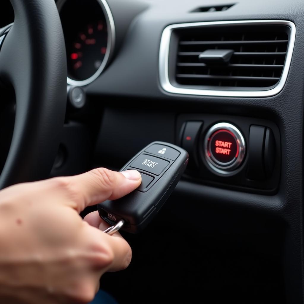 Starting a keyless car.