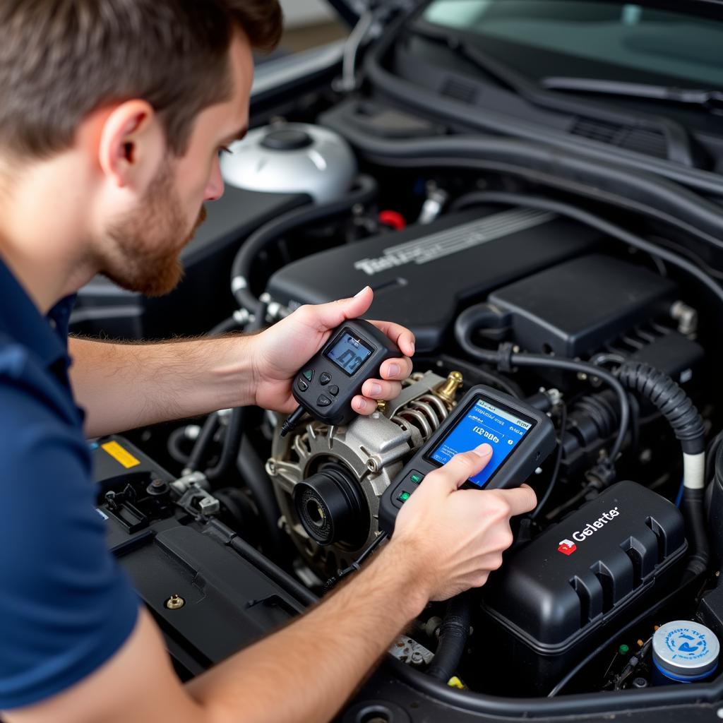 Mechanic Inspecting C230 Alternator