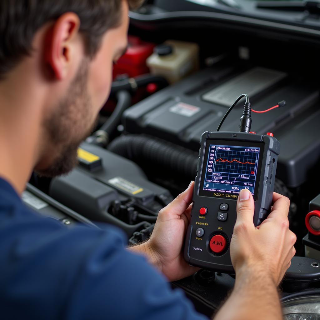 Mechanic Performing Battery Load Test