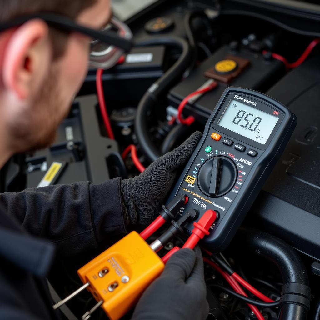 Mechanic Performing a Parasitic Draw Test