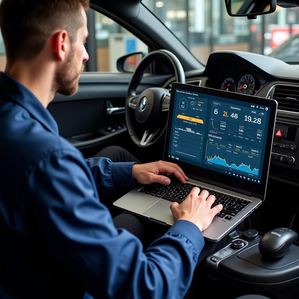 Mechanic Performing Remote Diagnostics