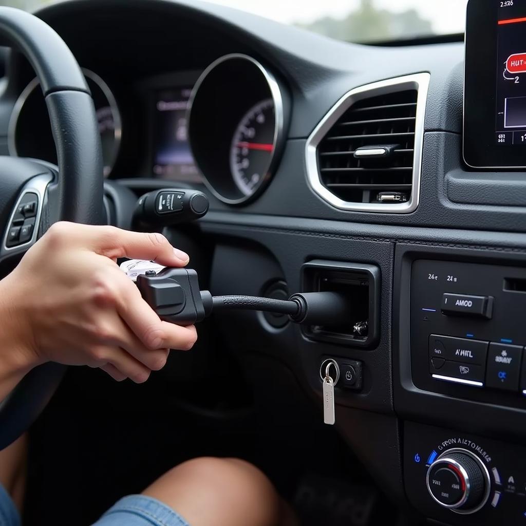 OBD-II Scanner Connected to a Mercedes OBD Port