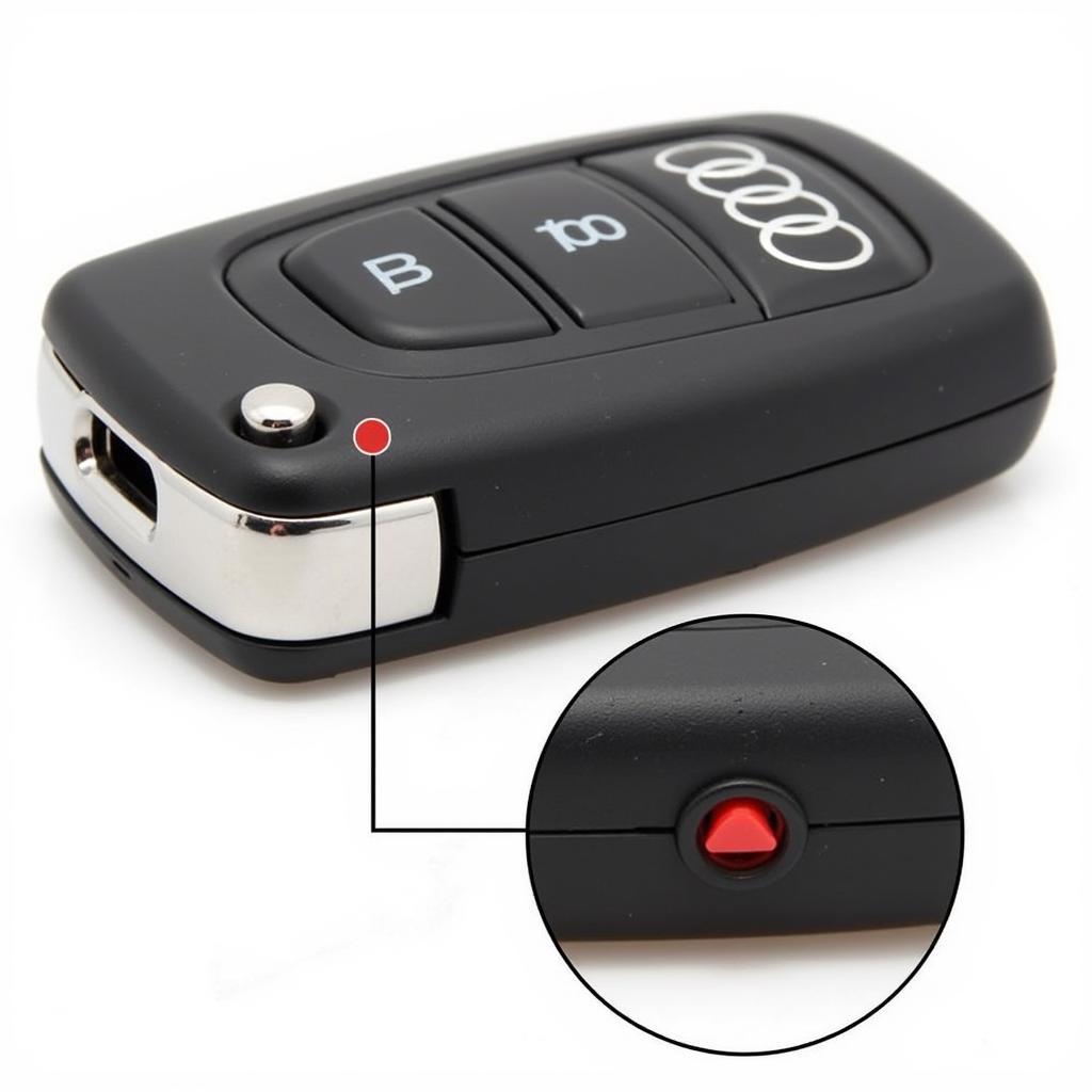 Locating the release button on an Audi key fob