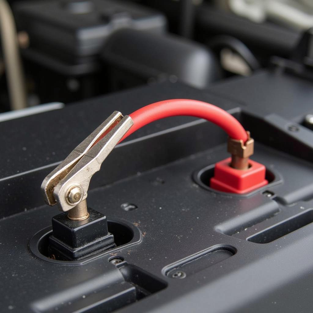 Peugeot Partner Battery Terminals Close-up