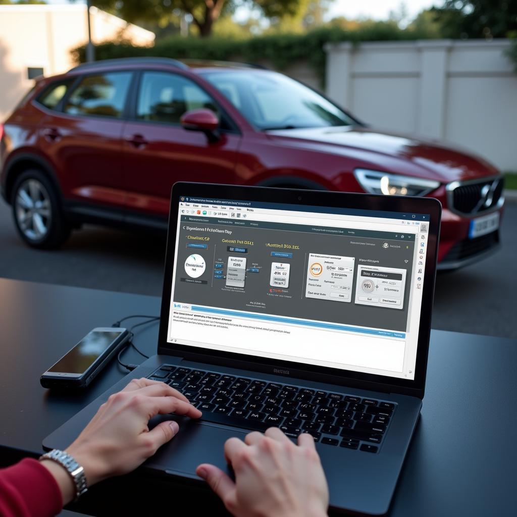 Remote car diagnostics using laptop and specialized software