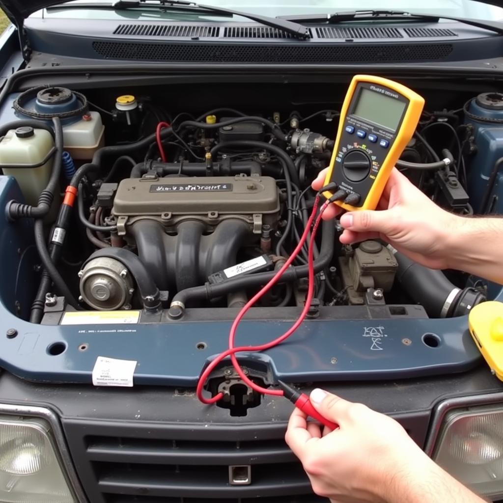 Performing a Parasitic Draw Test on a Saab 93 Using a Multimeter