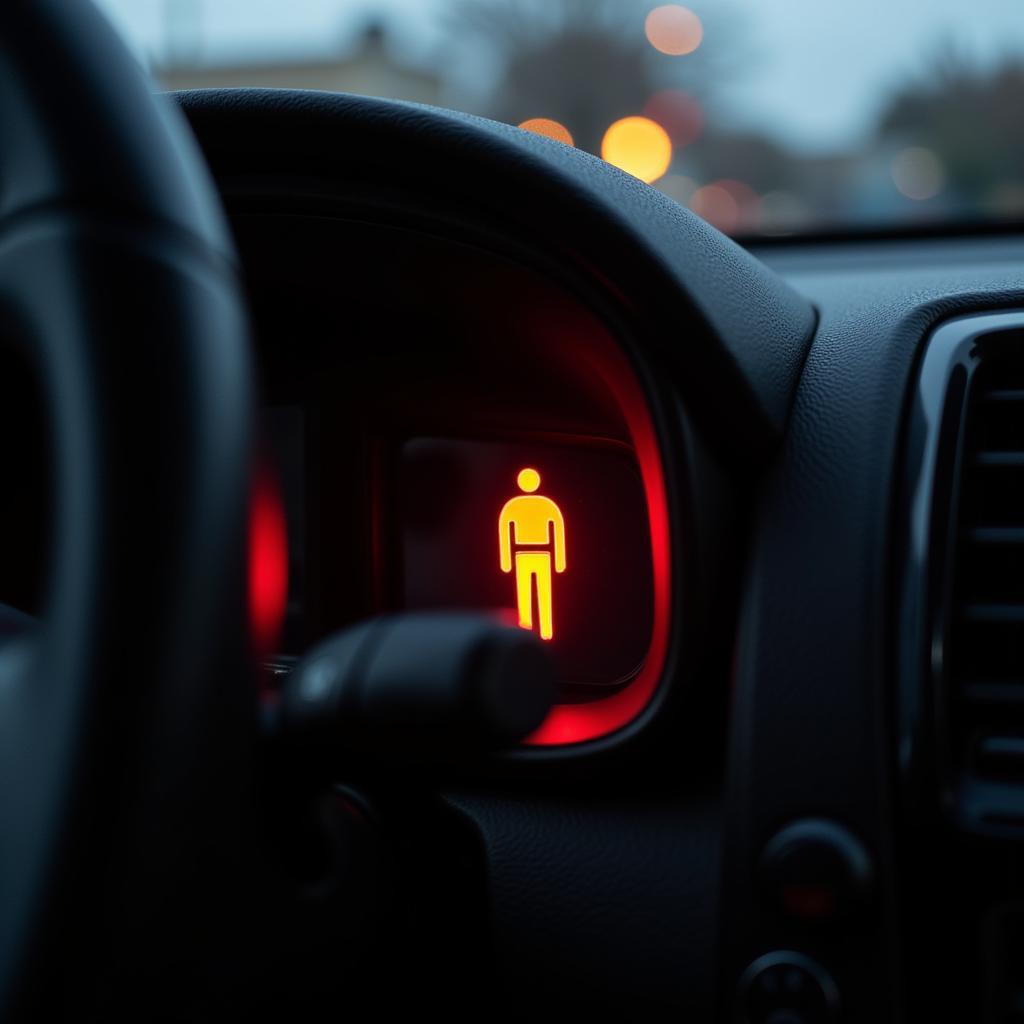 Seat Belt Warning Light Illuminated on Car Dashboard