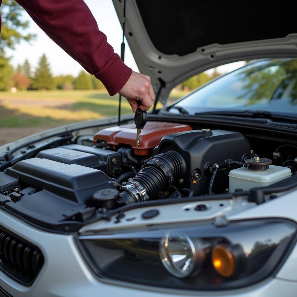 Slow engine cranking indicates a dying car battery