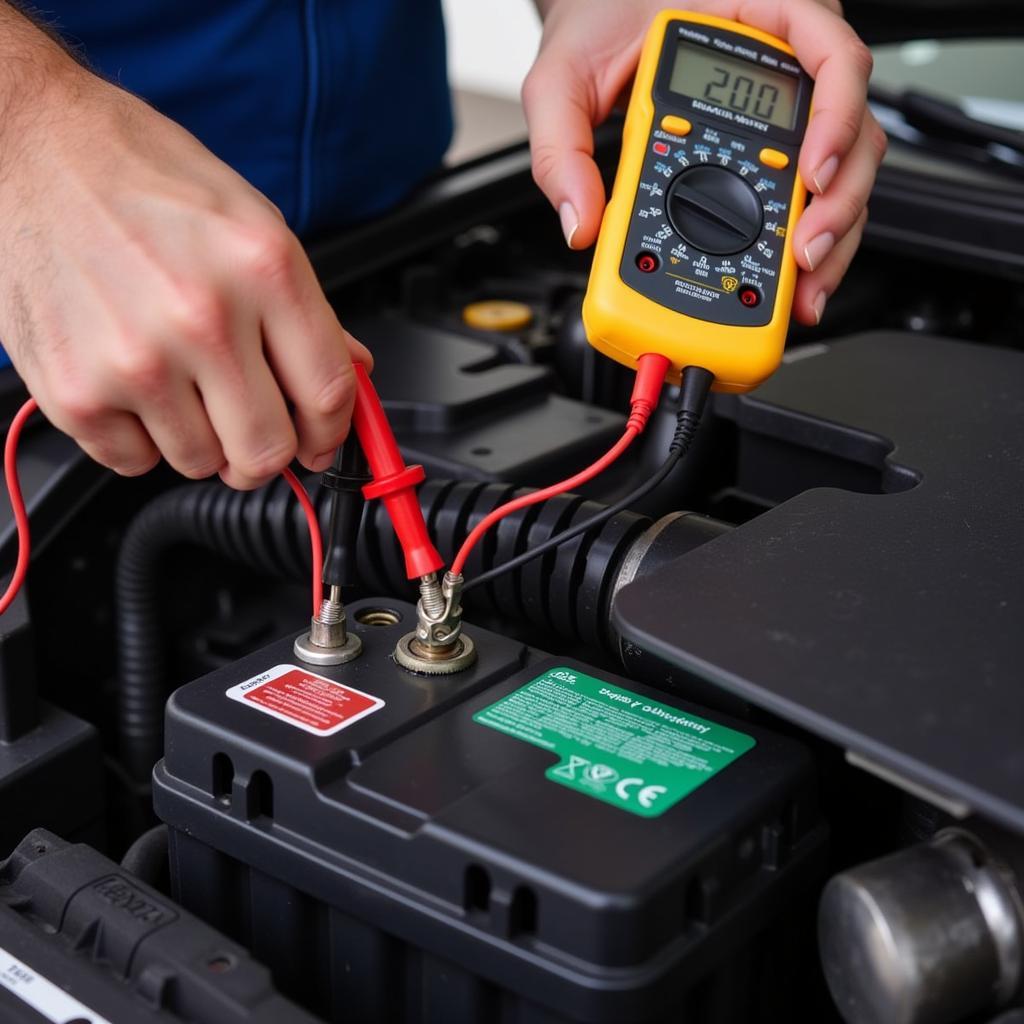 Testing Car Battery with Multimeter