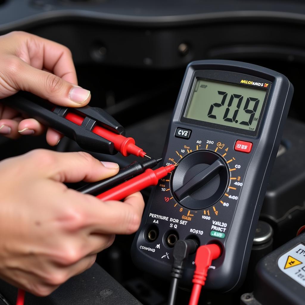 Testing Car Battery with Multimeter