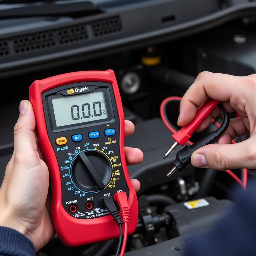 Testing Car Battery with Multimeter