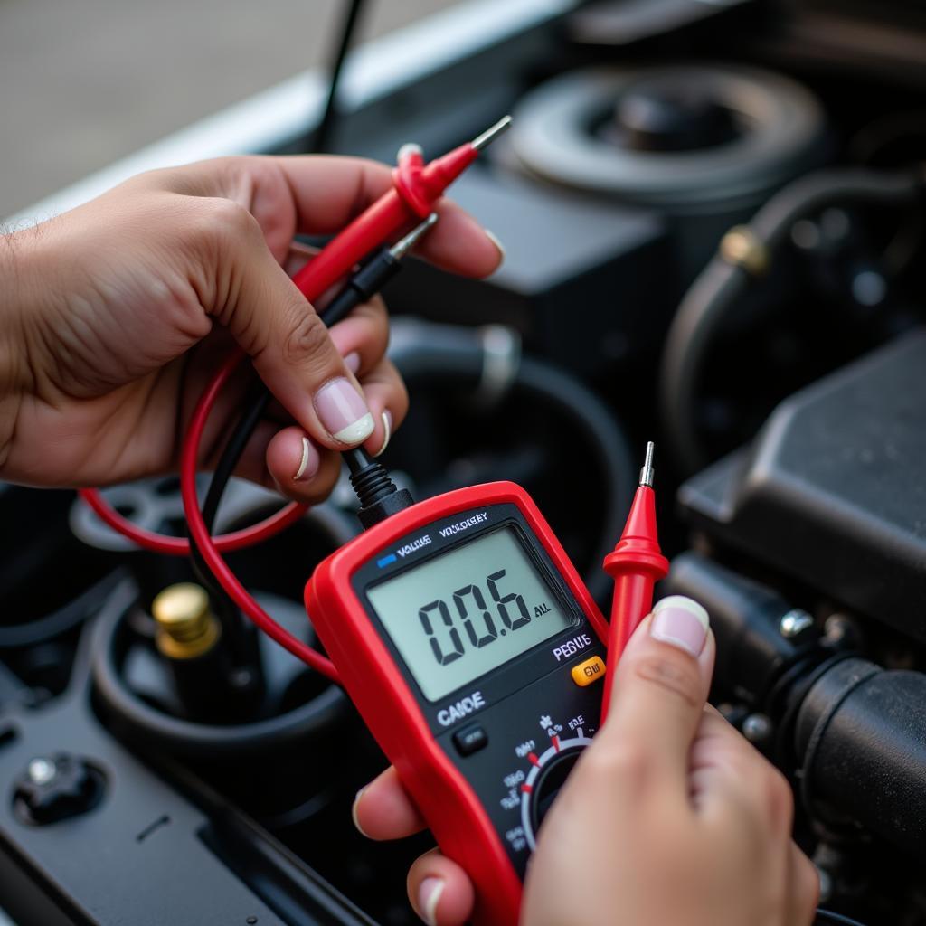 Testing Car Battery with Multimeter