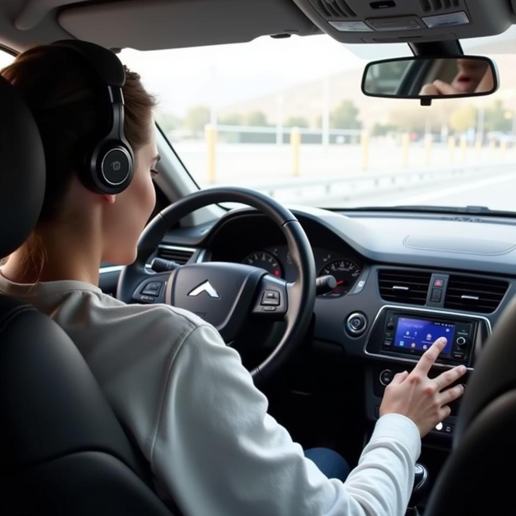 Transmitting car radio audio to Bluetooth headphones.