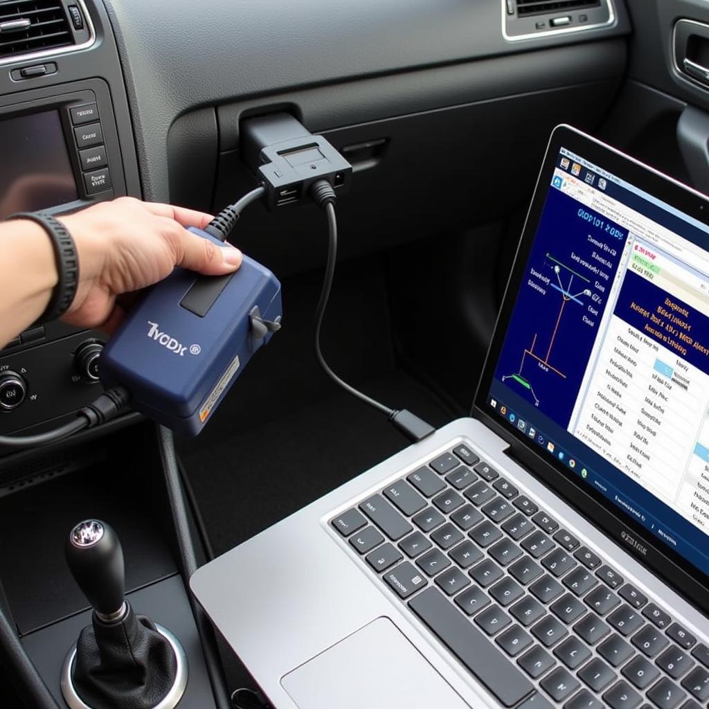 VCDS OBD Scanner Connected to a Car