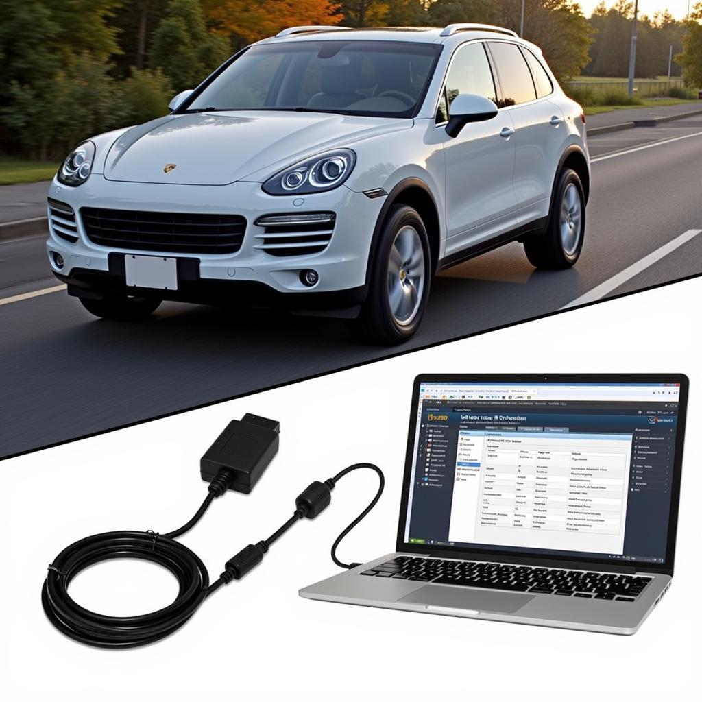 VCDS Diagnostic Interface Connected to a Porsche Cayenne