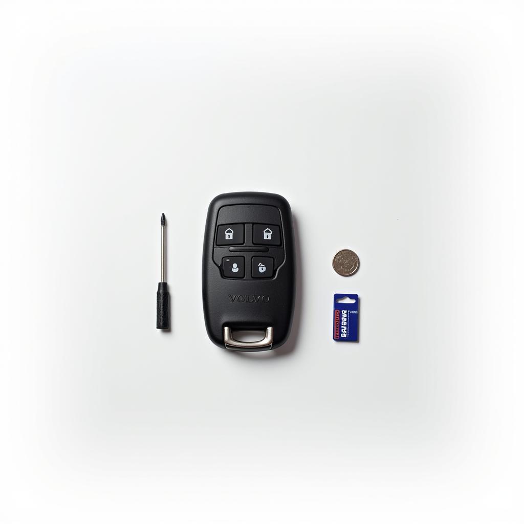 Volvo Key Fob and Tools for Battery Replacement