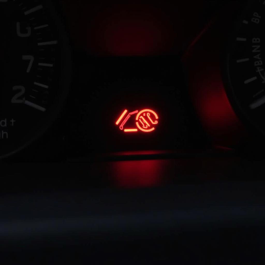 VW Golf Mk4 dashboard displaying the brake pad warning light