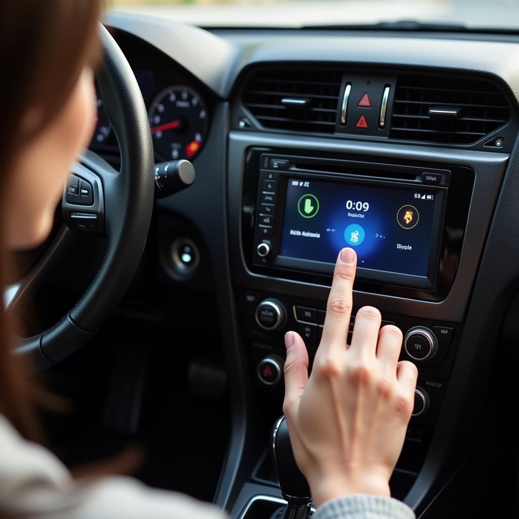 Woman Using Car Radio Bluetooth Walmart