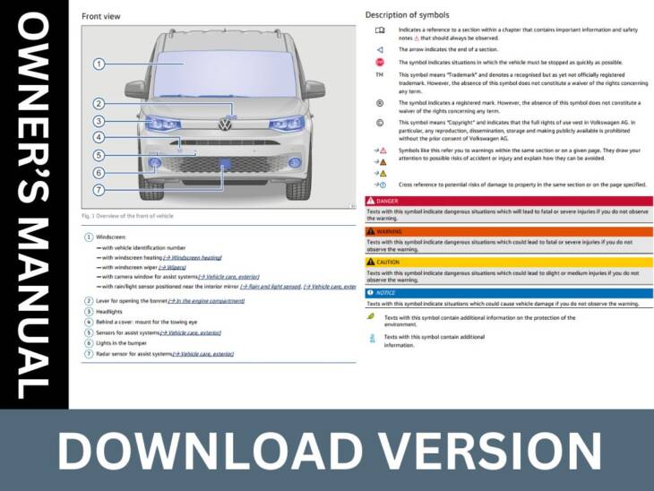 Volkswagen Caddy Owner's Manual (2021 - 2025)