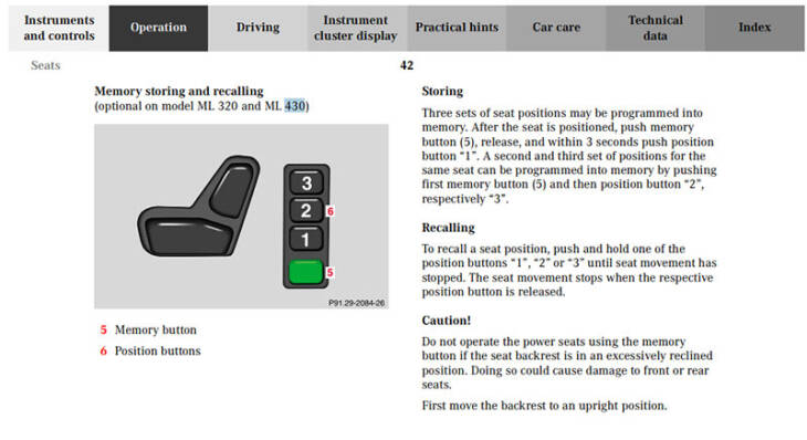 Mercedes Benz ML430 Owner's Manual [Car Model: 1998-2003]