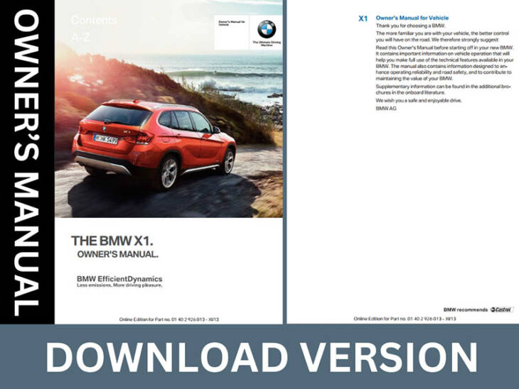 BMW X1 Owner Manuals Downloadable PDF Format