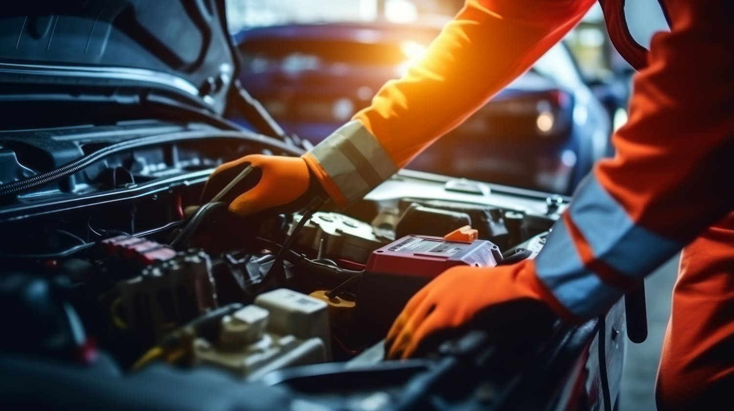 Mechanic inspecting car for water leak