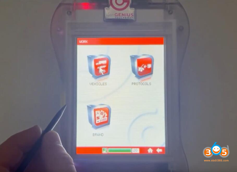 Dimsport New Genius Vehicle Brand Selection on Touchscreen