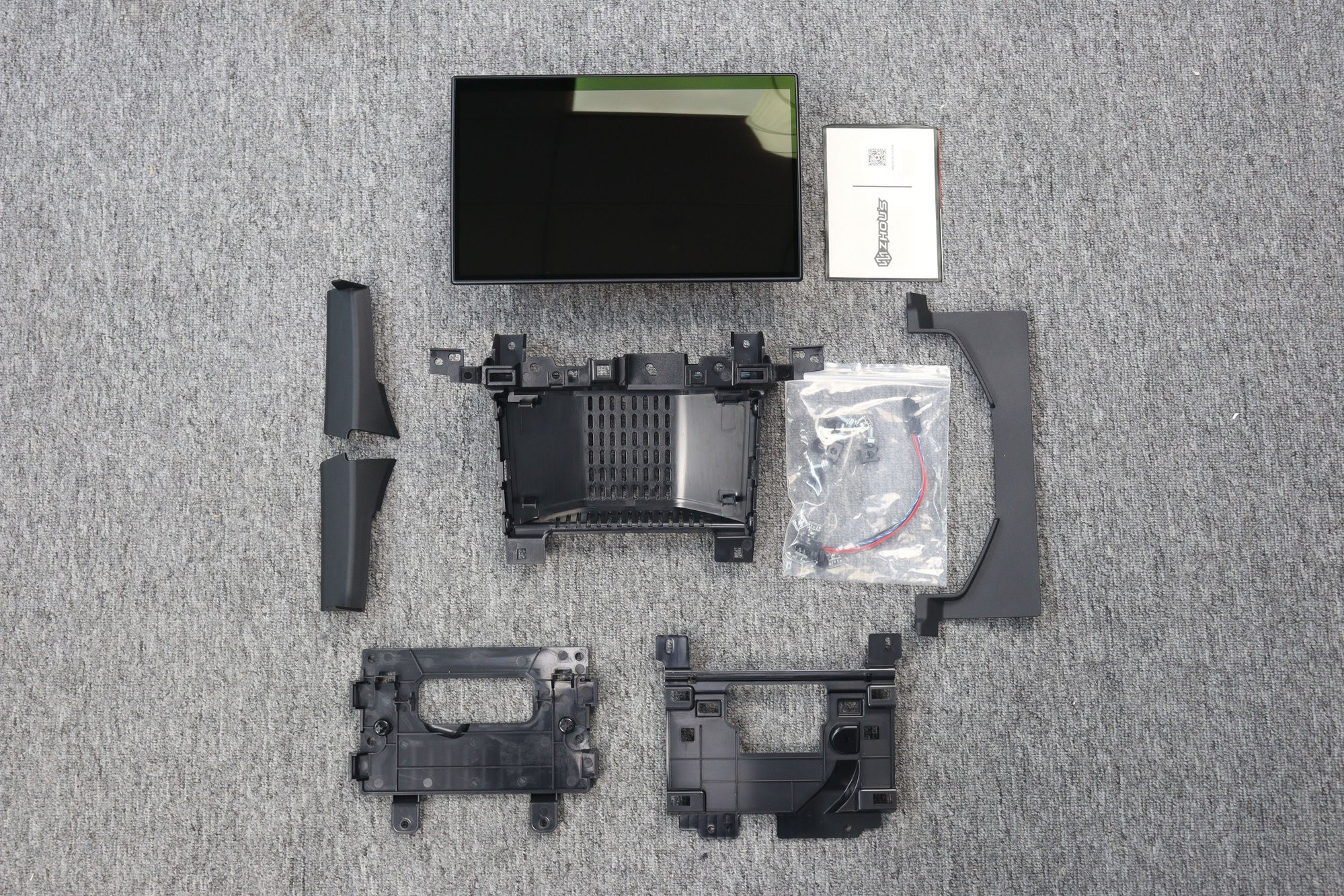 Land Rover Defender L663 PiVi Pro Touchscreen Retrofit Kit Components: Wiring Harness, Brackets, and 11.4-inch Display, SKU Zhous-41