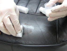 Applying leather finish to the repaired car leather scratch