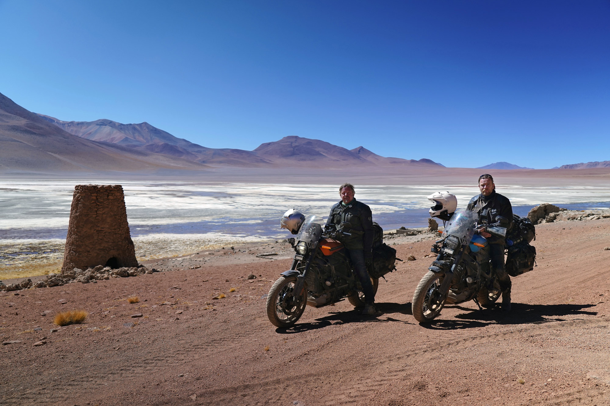 Ewan McGregor and Charley Boorman on electric Harley-Davidson Livewires in Long Way Up