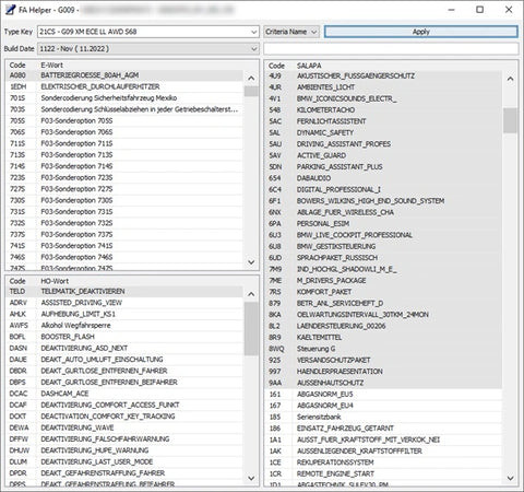 Editing FA file for BMW customization after Esys extraction