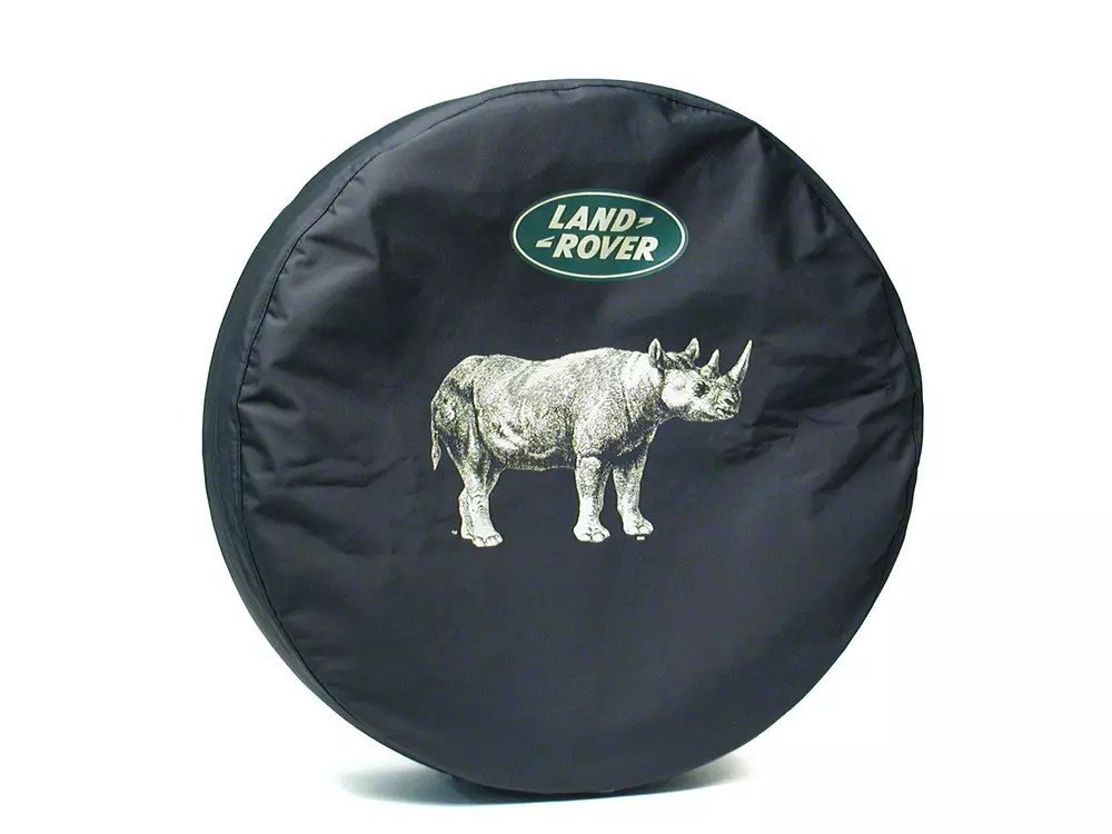 Land Rover Defender L663 Spare Wheel Cover with Rhino Design - Front View